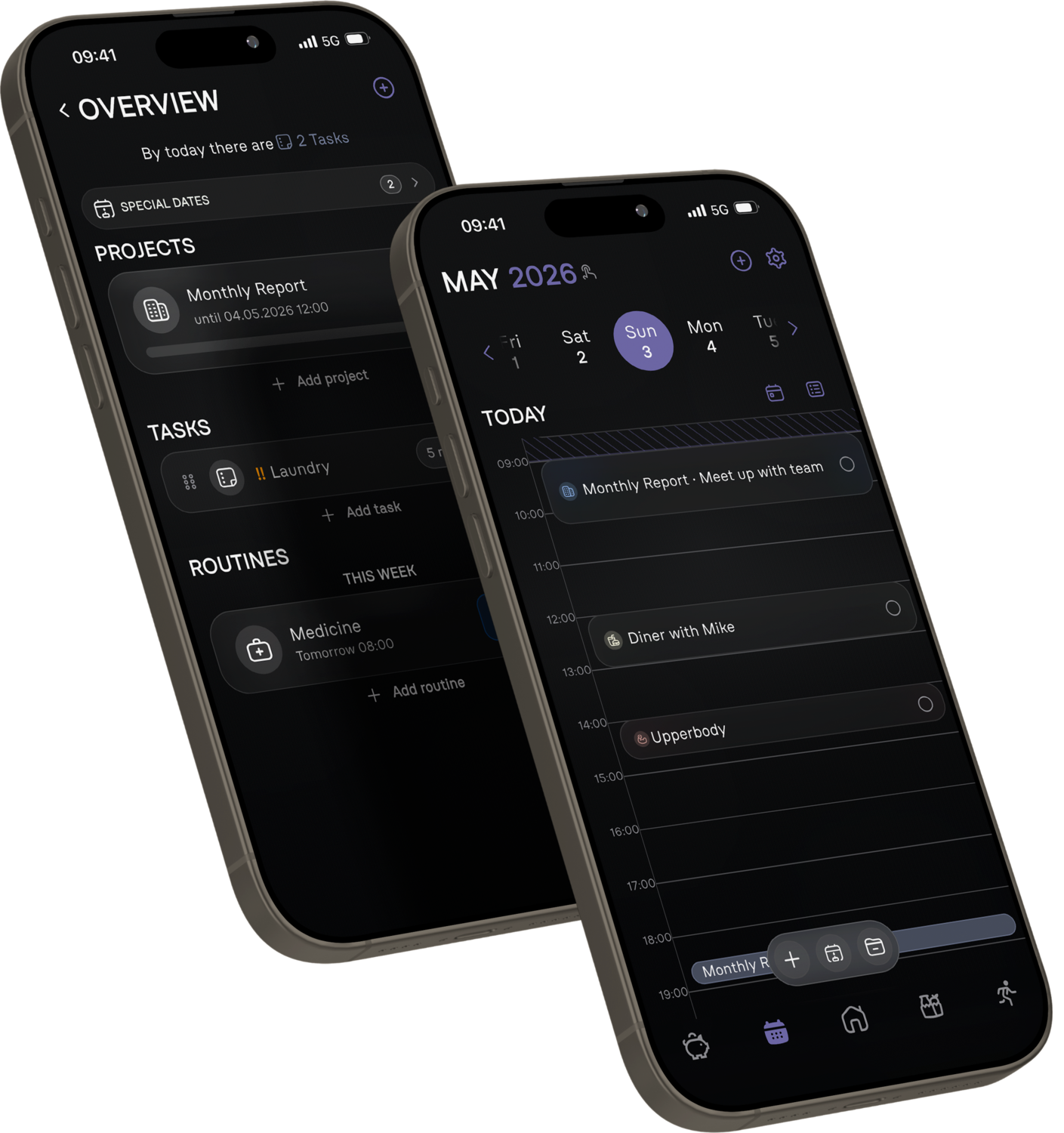 Starpolar planning view with routines, tasks, schedules, smart planning, and projects